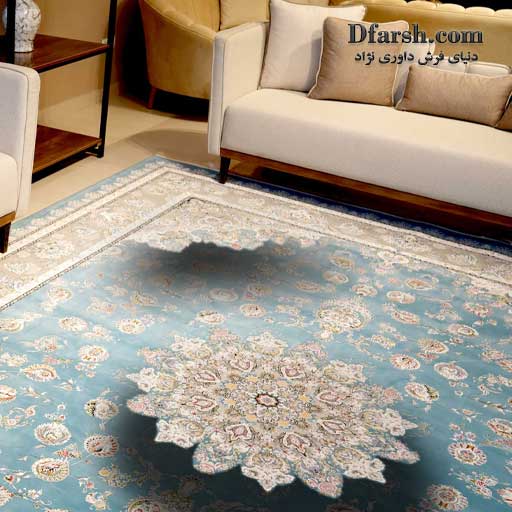 مقایسه بصری فرش ماشینی طرح افشان (بدون ترنج) و فرش طرح لچک و ترنج (با ترنج مرکزی) در چیدمان‌های مدرن و کلاسیک