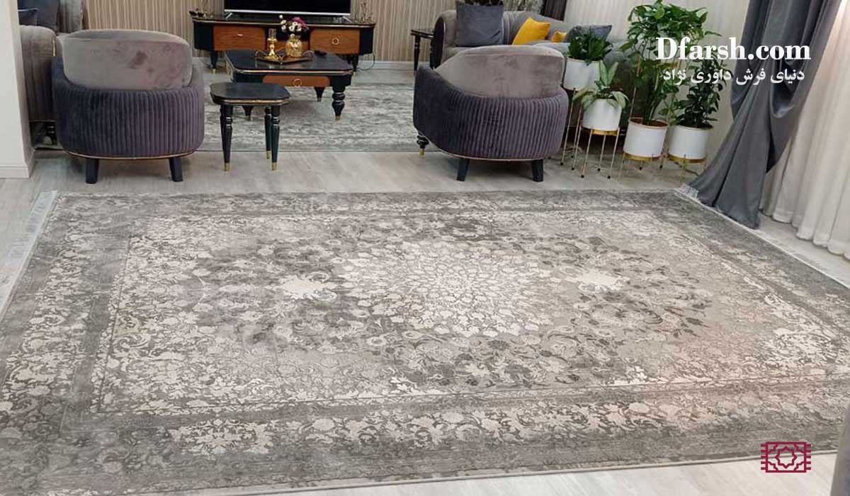 فرش ماشینی دودی-طوسی