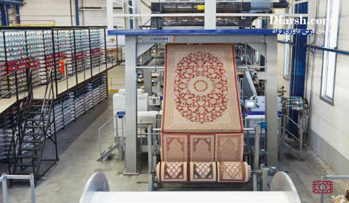 فرآیند خشک شدن ماده آهار بر روی پشت فرش در کارگاه