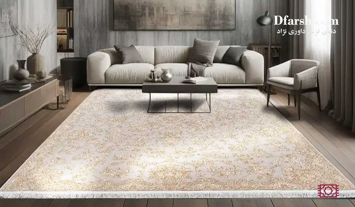 فرش ماشینی ۱۲۰۰ شانه با تراکم ۳۶۰۰ طرح ریزبافت مناسب پذیرایی لوکس