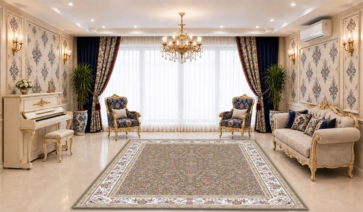 تصویر فرش زمرد مشهد 1200 شانه کد 37001 با تراکم 3600 و رنگ نسکافه&zwnj;ای، مناسب نمایش دقیق طرح و رنگ این محصول در فروشگاه اینترنتی دی&zwnj;فرش.