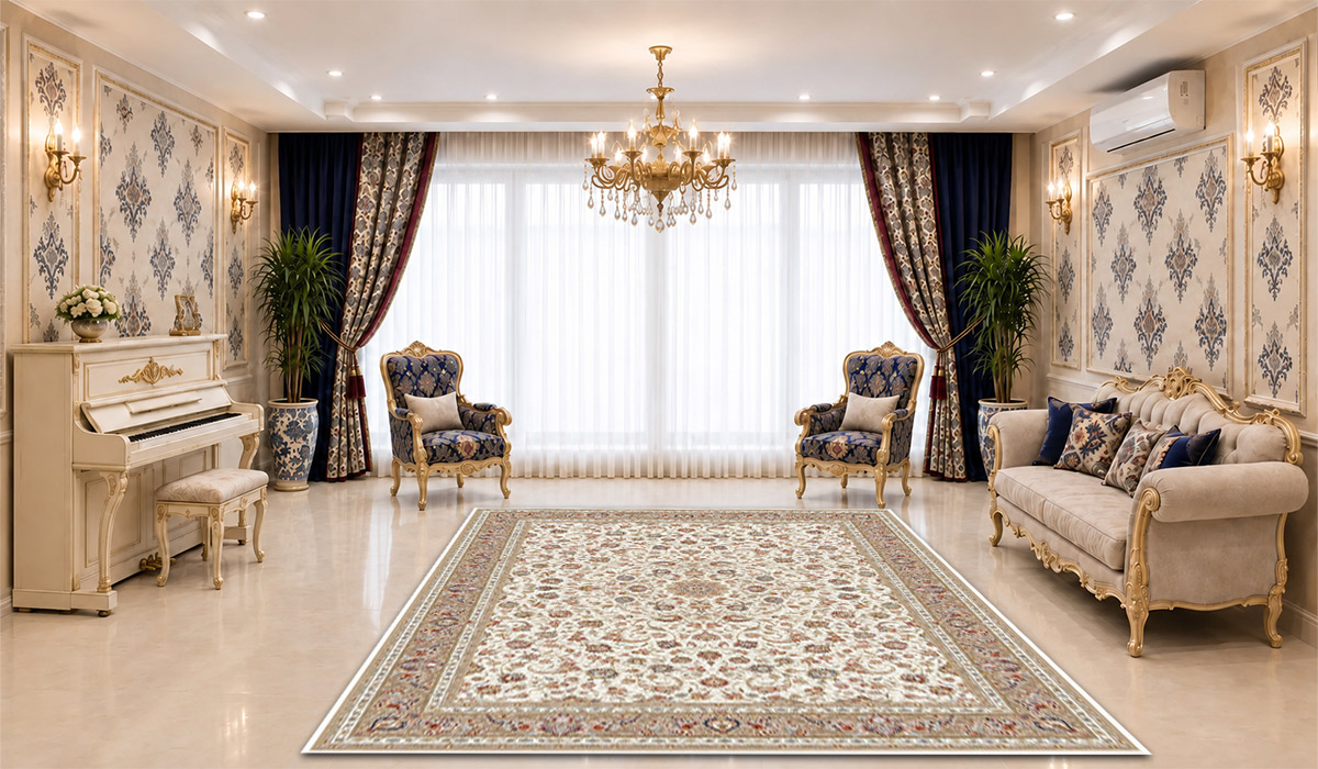 فرش زمرد مشهد 1200 شانه کد 37003 کرم | دیفرش تصویر فرش زمرد مشهد 1200 شانه کد 37003 با تراکم 3600 و رنگ کرم، مناسب نمایش دقیق طرح و رنگ این محصول در فروشگاه اینترنتی دیفرش.