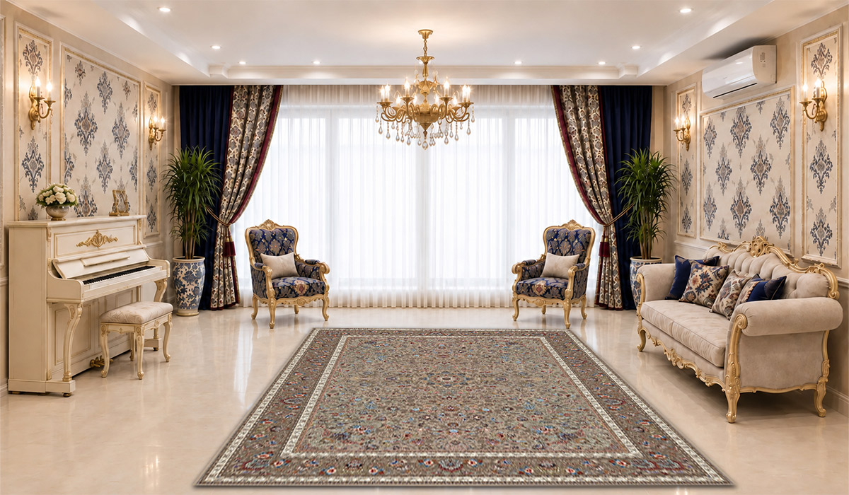 تصویر فرش زمرد مشهد 1200 شانه کد 37004 با تراکم 3600 و رنگ بژ، مناسب نمایش دقیق طرح و رنگ این محصول در فروشگاه اینترنتی دی&zwnj;فرش.