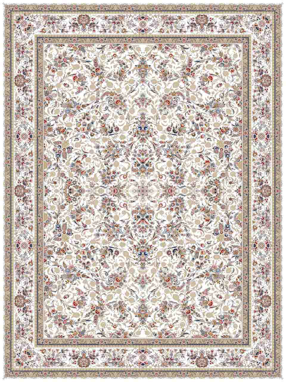 فرش زمرد مشهد 1200 شانه طرح افشان کد 37001 تراکم 3600