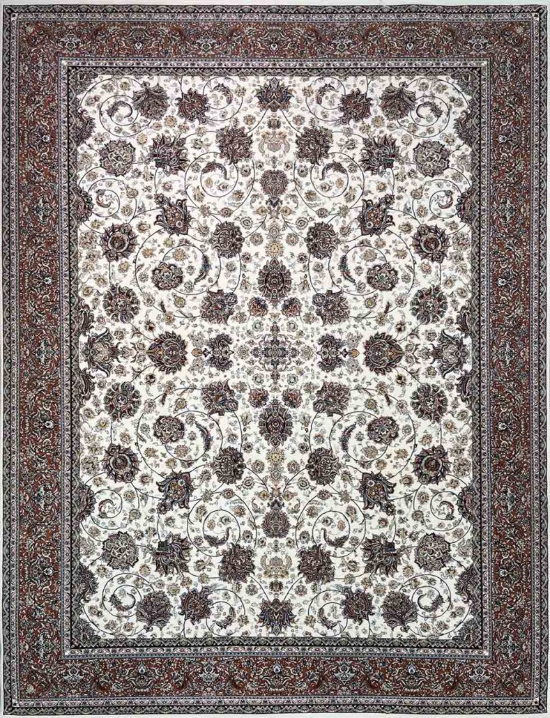 فرش زمزد مشهد 700 شانه کد 25010 رنگ کرم پیازی