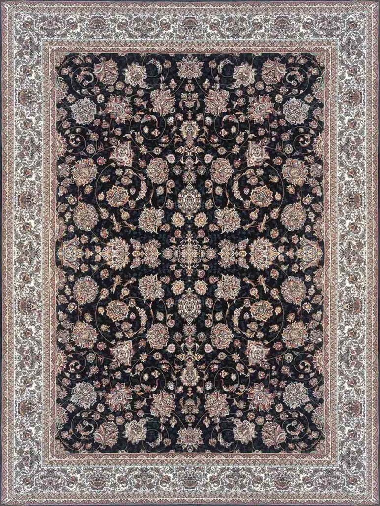 فرش زمزد مشهد 700 شانه کد 25010 رنگ کرم سرمه ای