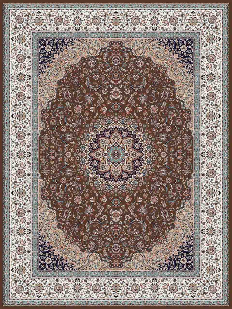 فرش زمزد مشهد 700 شانه کد 25019 رنگ گردویی