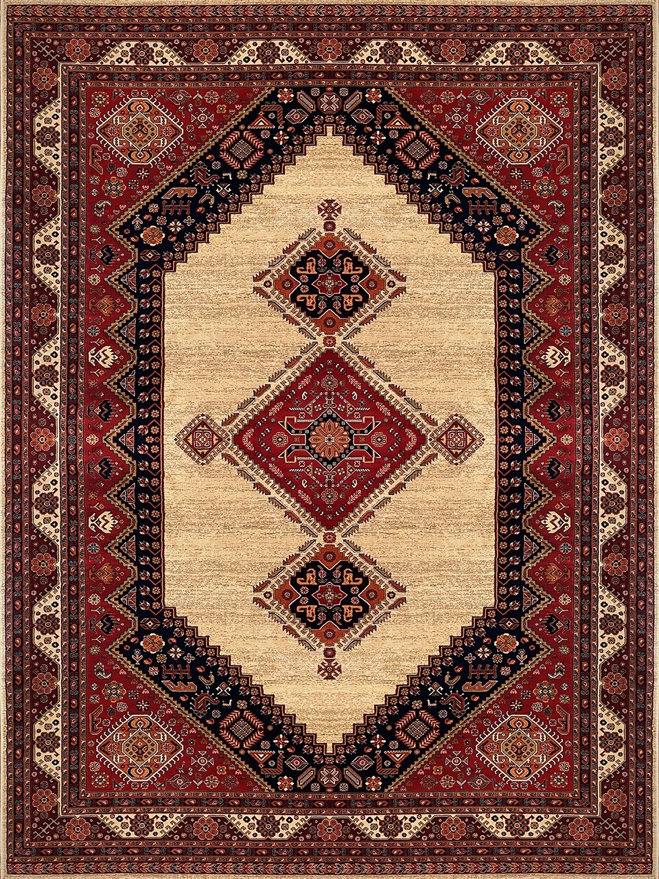 فرش زمزد مشهد 700 شانه کد 38000 رنگ بادامی