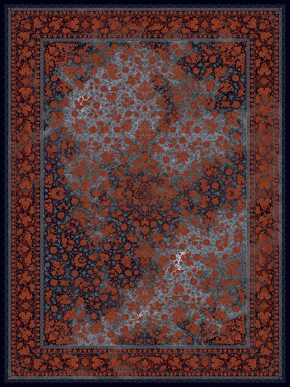 فرش زمرد مشهد 1200 شانه کد 23000 رنگ سرمه ای