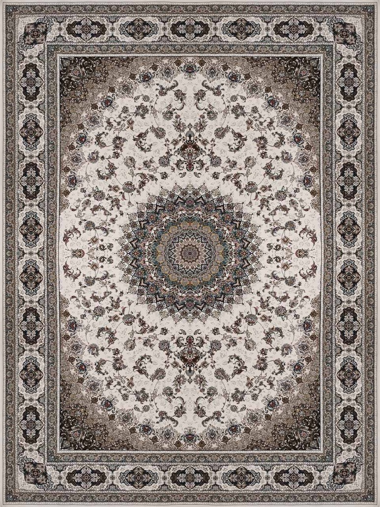 فرش زمرد مشهد 1200 شانه کد 22008 رنگ کرم