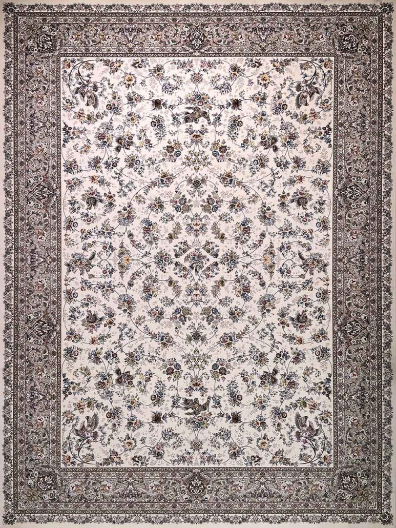 فرش زمرد مشهد 1200 شانه کد 24005 رنگ کرم