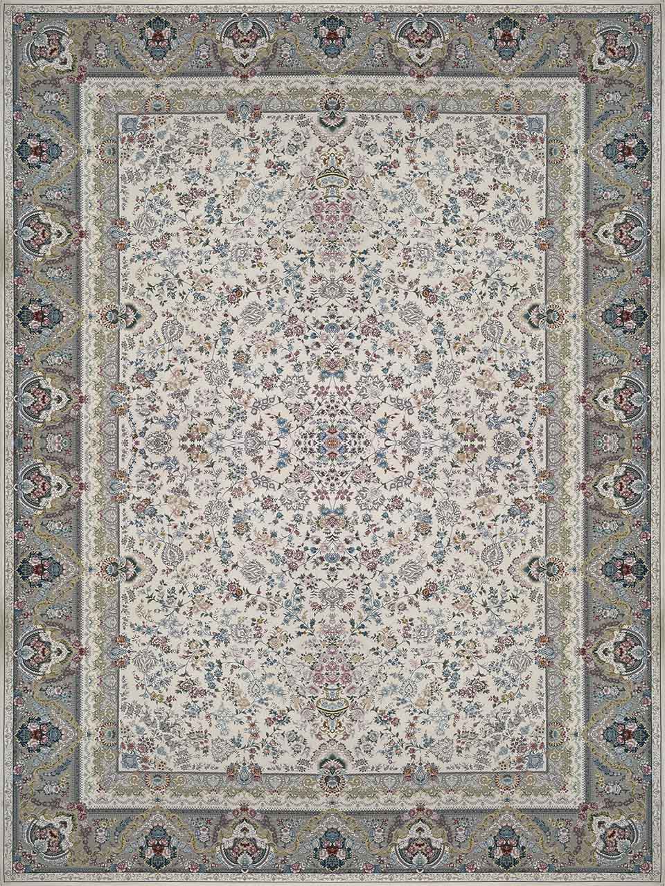 فرش زمرد مشهد 1500 شانه کد 55003 رنگ کرم